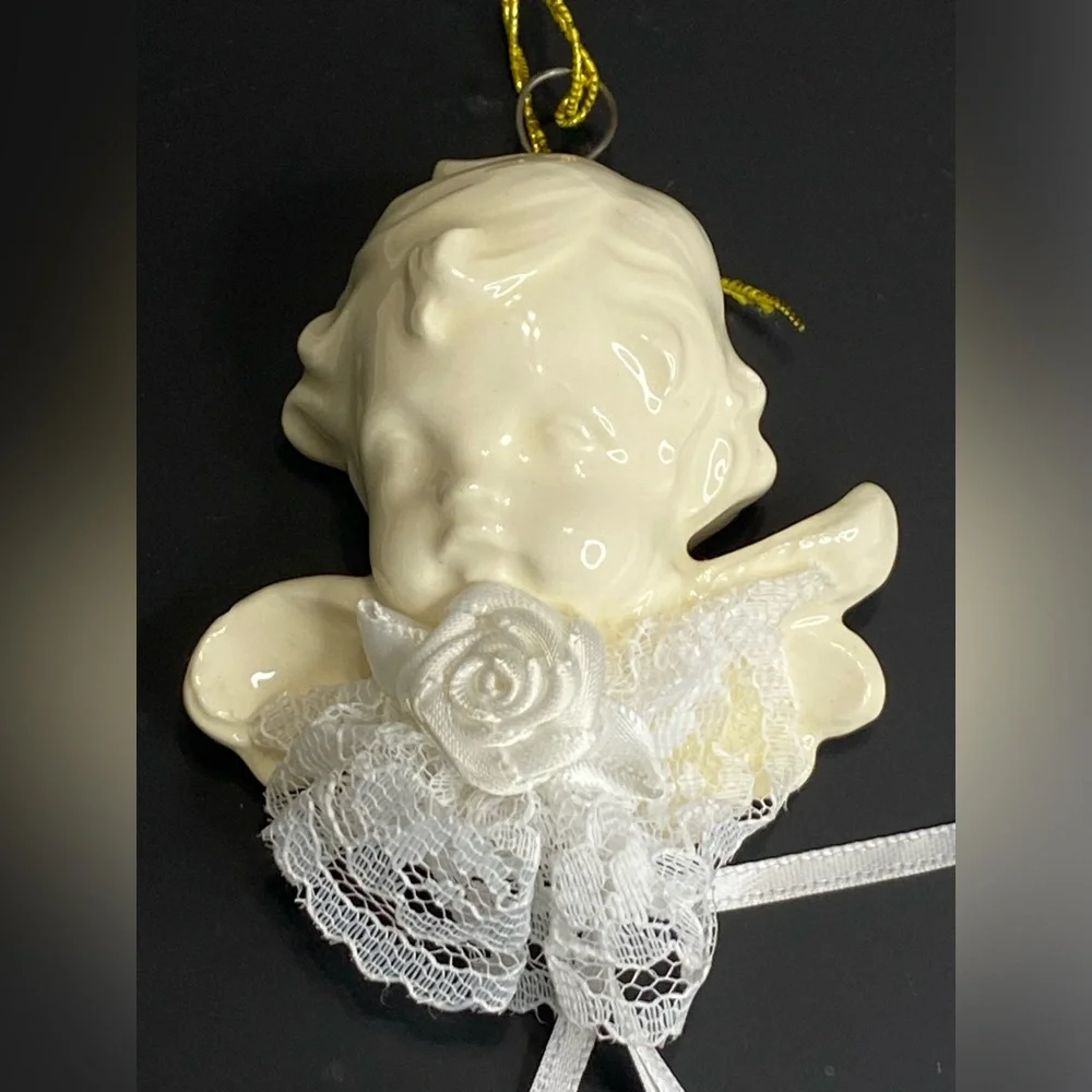 Vintage Victorian Style Ceramic Angel Head Ornament